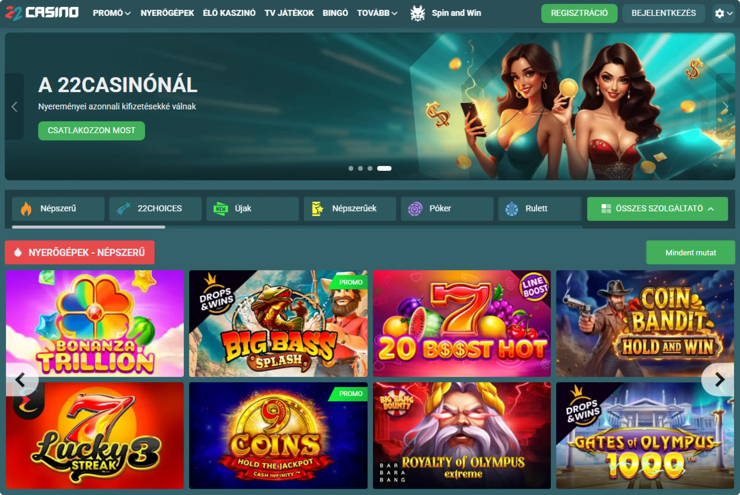 22Casino Videós Nyerőgépek